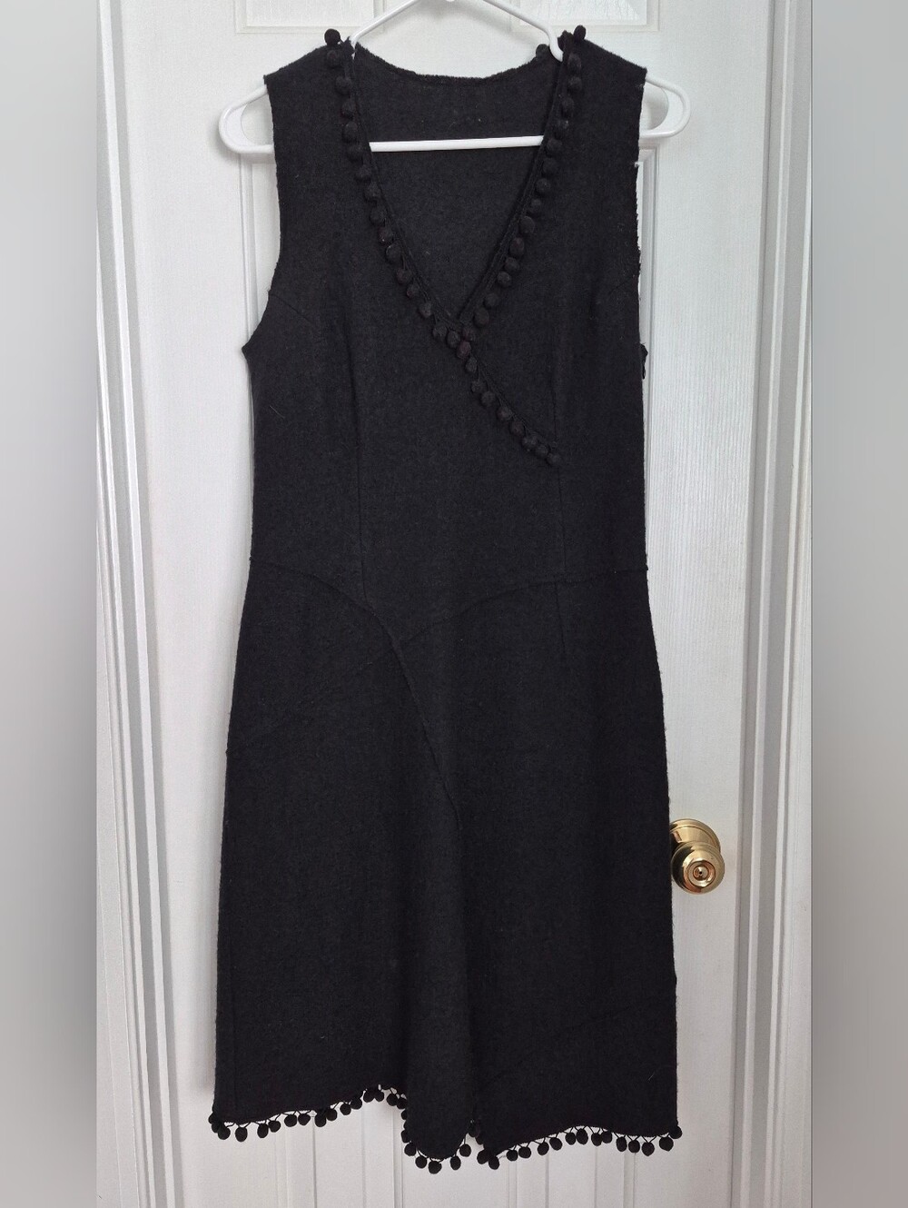 Astuces (France) 100% wool  Asymmetrical Black Dress